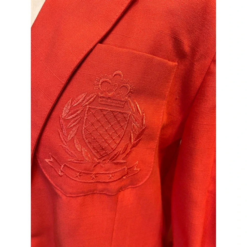 90s 80s coral oversized blazer‎ 3/4 sleeves powersuit gold button crest pocket